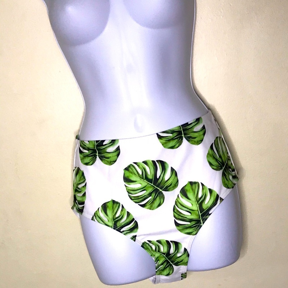 Ziola High Waisted and Leaf Print Bikini Bottom